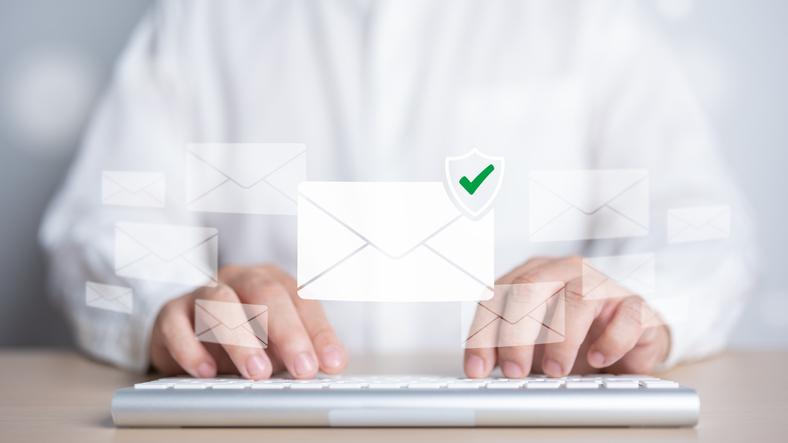 Security monitoring threat protection on the network, protection data from spam virus by notification in internet email letter, junk or trash mail and compromised information. Cybersecurity awareness.
